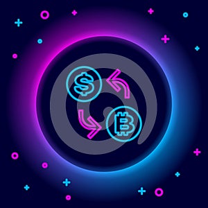 Glowing neon line Processor chip with dollar icon isolated on black background. CPU, central processing unit, microchip