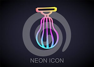 Glowing neon line Punching bag icon isolated on black background. Vector