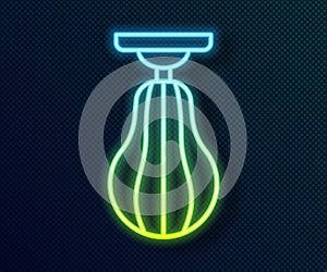 Glowing neon line Punching bag icon isolated on black background. Vector