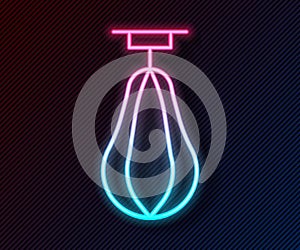 Glowing neon line Punching bag icon isolated on black background. Vector