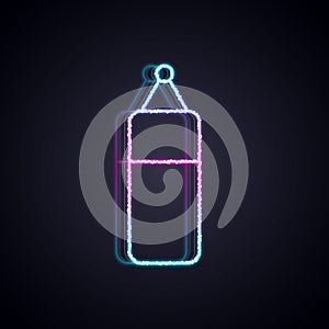 Glowing neon line Punching bag icon isolated on black background. Vector