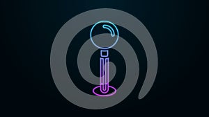 Glowing neon line Push pin icon isolated on black background. Thumbtacks sign. 4K Video motion graphic animation