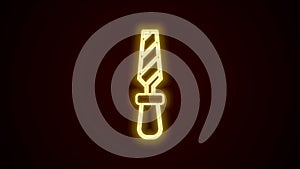 Glowing neon line Rasp metal file icon isolated on black background. Rasp for working with wood and metal. Tool for