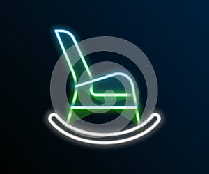Glowing neon line Rocking chair icon isolated on black background. Colorful outline concept. Vector