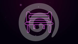 Glowing neon line Romantic bench icon isolated on black background. 4K Video motion graphic animation