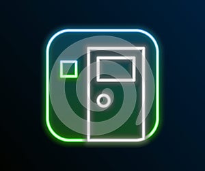 Glowing neon line School classroom icon isolated on black background. Back to school concept. Colorful outline concept