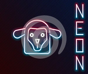Glowing neon line Sheep head icon isolated on black background. Animal symbol. Colorful outline concept. Vector