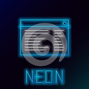 Glowing neon line Software, web developer programming code icon isolated on black background. Javascript computer script random