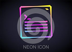 Glowing neon line Software, web developer programming code icon isolated on black background. Javascript computer script