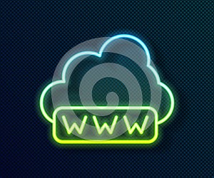 Glowing neon line Software, web development, programming concept icon isolated on black background. Programming language