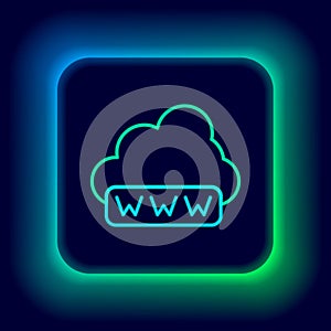Glowing neon line Software, web development, programming concept icon isolated on black background. Programming language