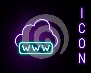 Glowing neon line Software, web development, programming concept icon isolated on black background. Programming language
