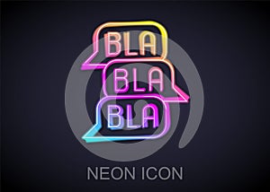 Glowing neon line Speech bubble chat icon isolated on black background. Message icon. Communication or comment chat