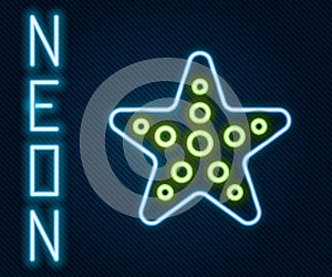 Glowing neon line Starfish icon isolated on black background. Colorful outline concept. Vector Illustration
