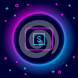 Glowing neon line Stop media button icon isolated on black background. Colorful outline concept. Vector