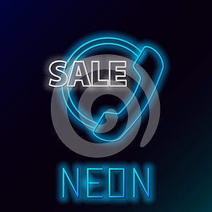 Glowing neon line Telephone 24 hours support icon isolated on black background. All-day customer support call-center