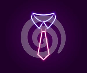 Glowing neon line Tie icon isolated on black background. Necktie and neckcloth symbol. Colorful outline concept. Vector