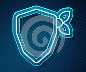 Glowing neon line Vandal icon isolated on blue background. Vector