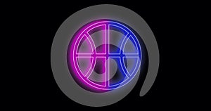 Glowing neon line volleyball ball icon isolated on black bac