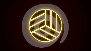 Glowing neon line Volleyball ball icon isolated on black background. Sport equipment. 4K Video motion graphic animation