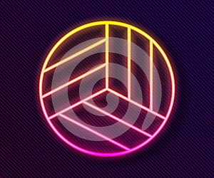 Glowing neon line Volleyball ball icon isolated on black background. Sport equipment. Vector Illustration