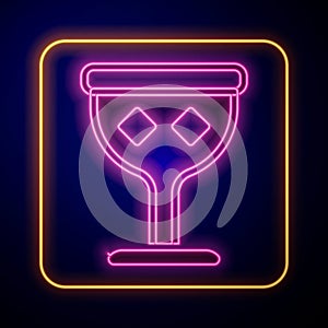 Glowing neon Medieval goblet icon isolated on black background. Holy grail. Vector