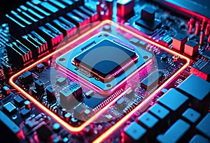 Glowing Neon Motherboard: A Technological Ode to AI