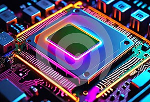 Glowing Neon Motherboard: A Technological Ode to AI