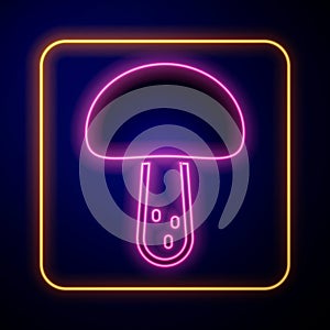 Glowing neon Mushroom icon isolated on black background. Vector