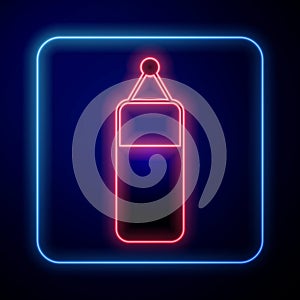 Glowing neon Punching bag icon isolated on black background. Vector