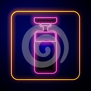 Glowing neon Punching bag icon isolated on black background. Vector