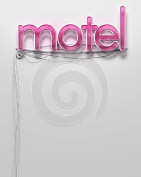 Glowing neon signboard with Motel word, copyspace