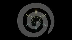 Glowing neon star icon on black background.