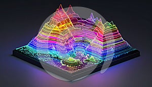 Glowing Neon Topographic Data Visualization