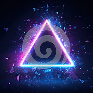 Vibrant Neon Triangle with Exploding Shards
