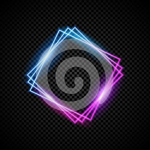 Glowing neon vector frame with light effect