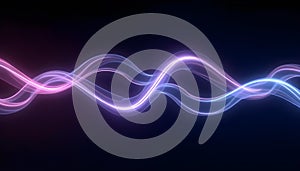 Glowing Neon Waveforms on Dark Background