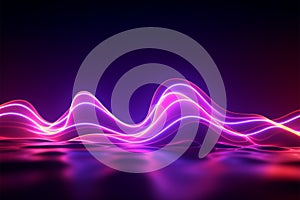 Glowing neon waves in an abstract, ultraviolet laser light show