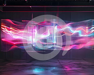 Glowing Neon Waves Representing Abstract Data Flow in High-Tech Aesthetic