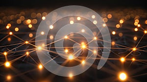 Glowing Network: Abstract Connection Points, Data Mesh, Futuristic Technology Concept