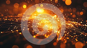 Glowing network connecting nodes representing digital technology data