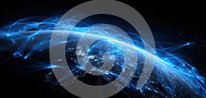 The Glowing Network of Connections Above the Earth at Night AI generated image