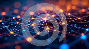 Electric network connections illuminated in blue and orange