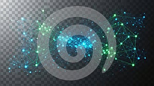 A glowing network of interconnected dots and lines