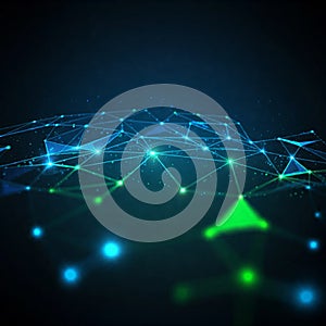 Glowing network of interconnected lines and dynamic light effects