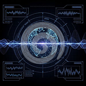 Glowing network of interconnected points and lines on a dark