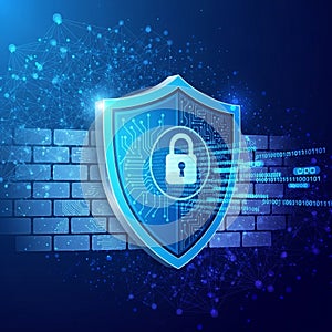 Glowing network patterns to convey themes of digital security and