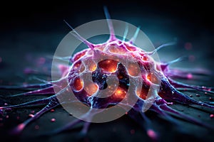 Glowing Neural Fractal Network â Abstract Electric Blue and Violet Webs Inspired by Synapses and Brain Activity photo