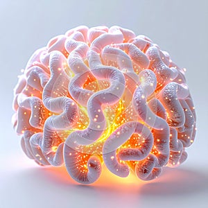 Glowing Neural Network Activity in AI Brain