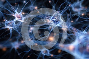 Glowing Neural Network Visualization Brain Connectivity and Activity.